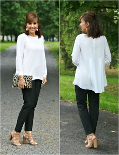 Sharing the perfect black pant and a Vince Camuto blouse.