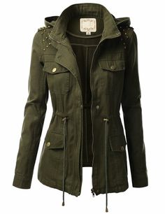 J.TOMSON Womens Trendy Military Cotton Drawstring Jacket at Amazon Women’s Clothing store