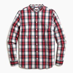 J.Crew Factory: Tartan Button-front Top With Ruffled Collar For Women