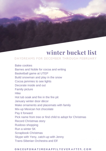 20 Activities on My Winter Bucket List:  Progress Report, 1.2.2017