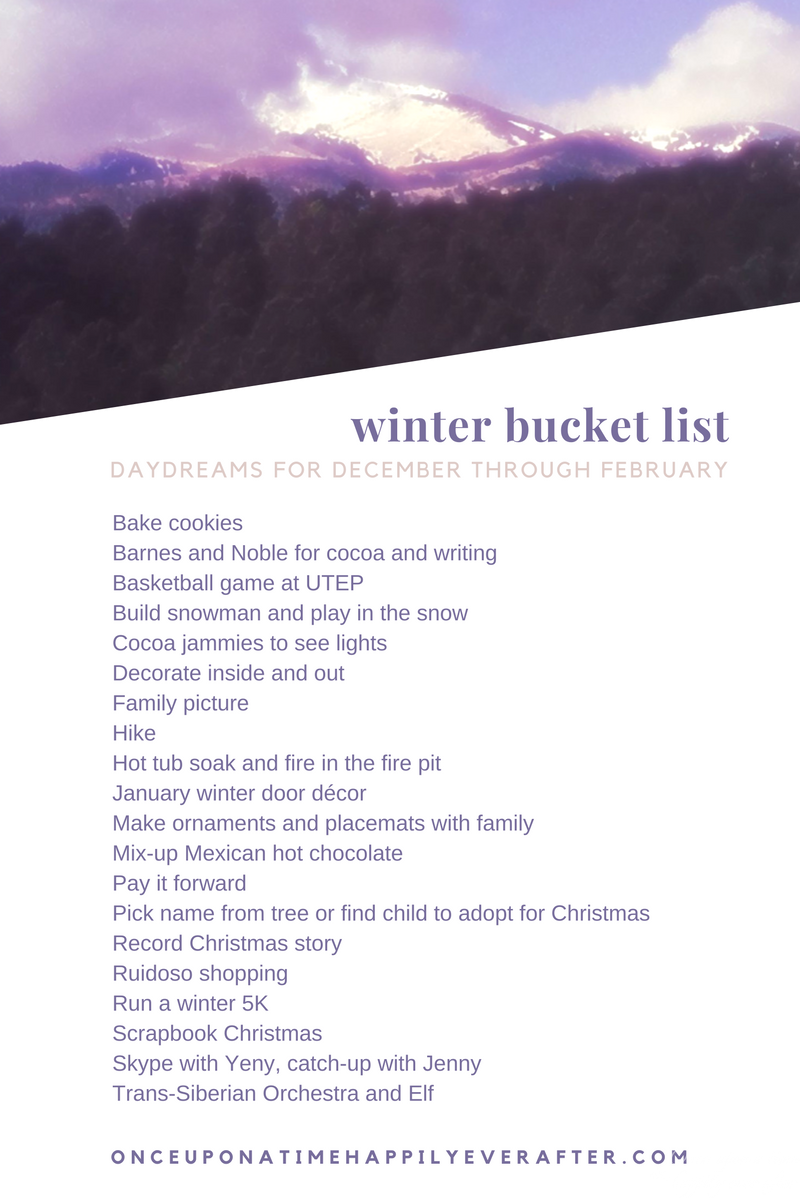 My Winter Bucket List: Second Progress Report, 2.14.2017