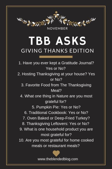 TBB Asks: Giving Thanks Edition