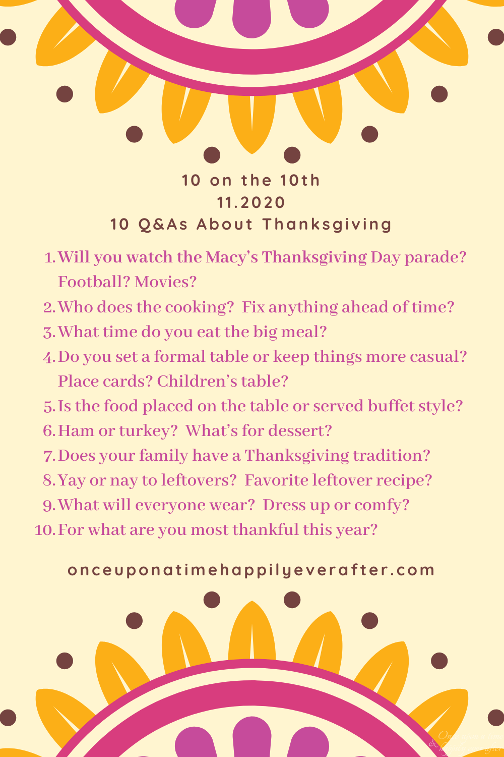 10 Questions about Thanksgiving: 10 on the 10th